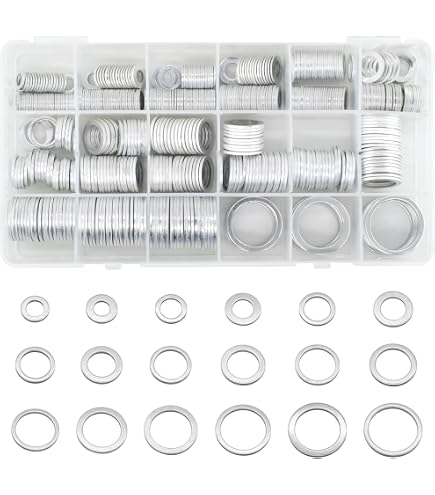 Rustark 470-Piece Aluminum Metric Flat Washer Assortment – 18 Sizes M6 To M24, Oil Drain Plug Gaskets For Automotive & More