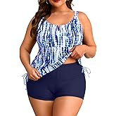 Women's Plus Size Tankini Swimsuit - Two Piece Bathing Suit with Shorts 2025 V-Wired Tummy Control Swimwear