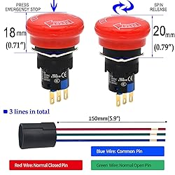 Emergency Stop Push Button Switch 16mm 5/8inch Red