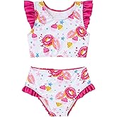 Idgreatim 3-7T Little Girls Two Pieces Swimsuits Kids Ruffles Sleeve Bathing Suit