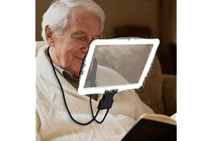 Hands Free Magnifying Glass with Adjustable LED Light, Flexible Large Neck Magnifier for Reading Sewing and Close Work Full B