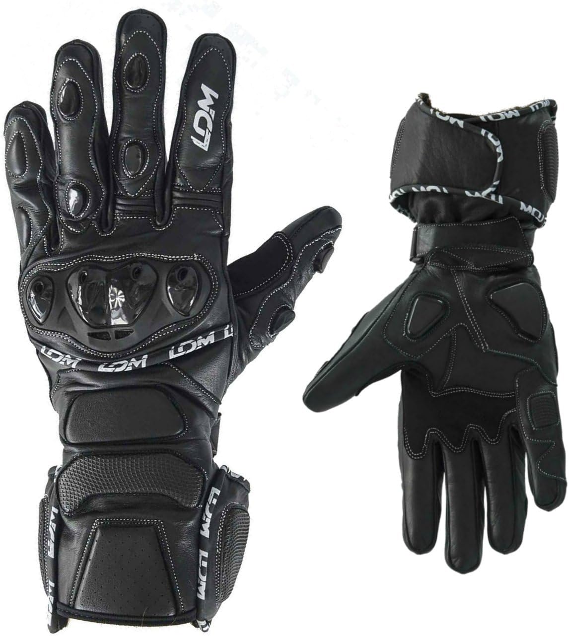 LDM Street-R Motorcycle Motorbike Race Armoured Leather Gloves Black