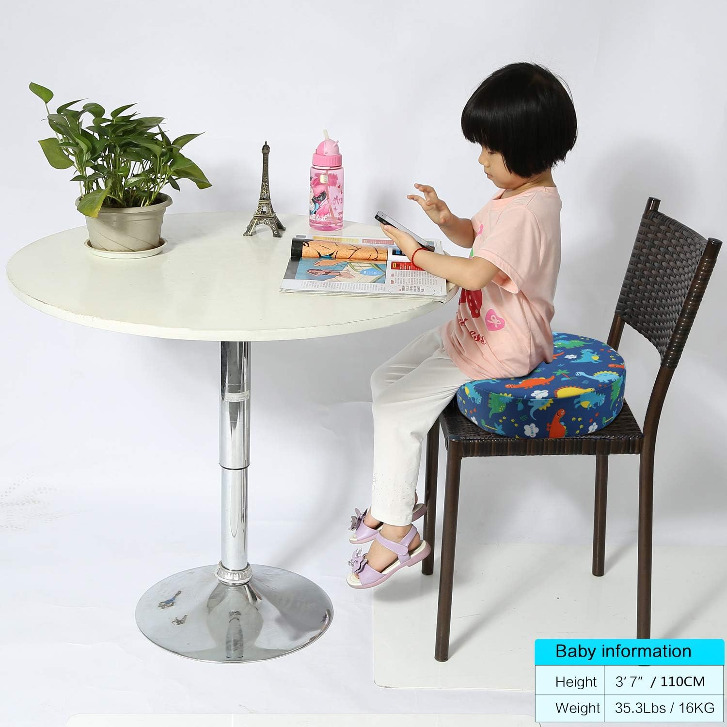 Toddler Booster Seat for Dining Table Dismountable Washable Dining Chair Booster Cushion with Adjustable Straps,Travel Booster seat for Baby Kids Infant (Round) - Image 4