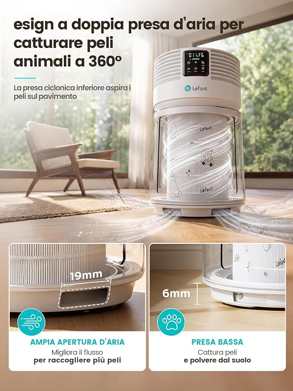 A1 Pro Purificatore d'Aria con Filtro HEPA,CADR350 m³/h,Sensor PM2,5