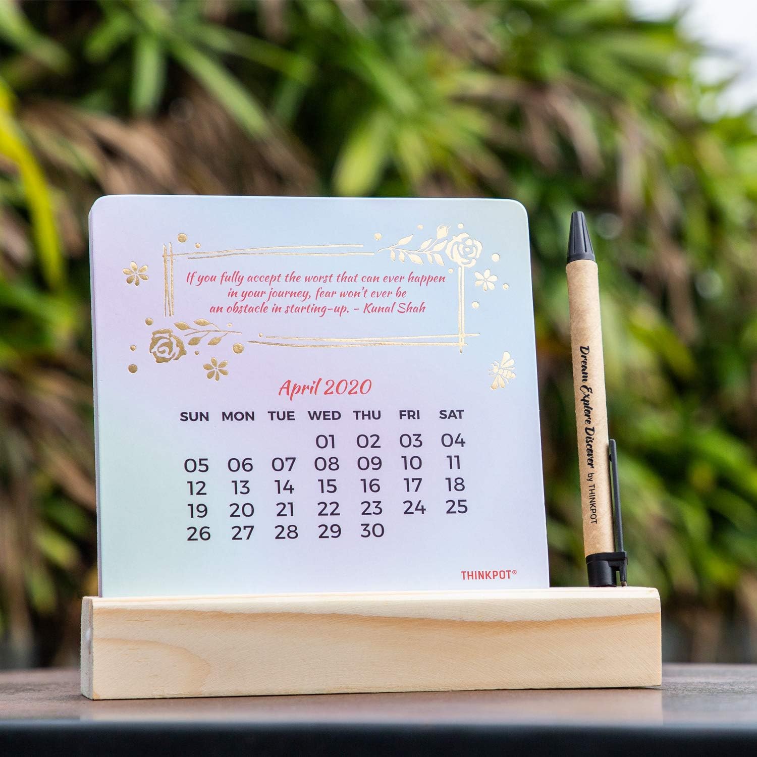 Thinkpot 2020 Floral Calendar with Pen Stand - 5.5" X 5.5"