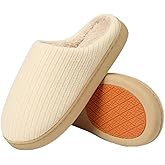 sinceslim Cotton Slippers for Women Lightweight Memory Foam Indoor House Slippers Comfy Warm Slip-On House Shoes Bedroom Shoes with Non-Slip Rubber Sole