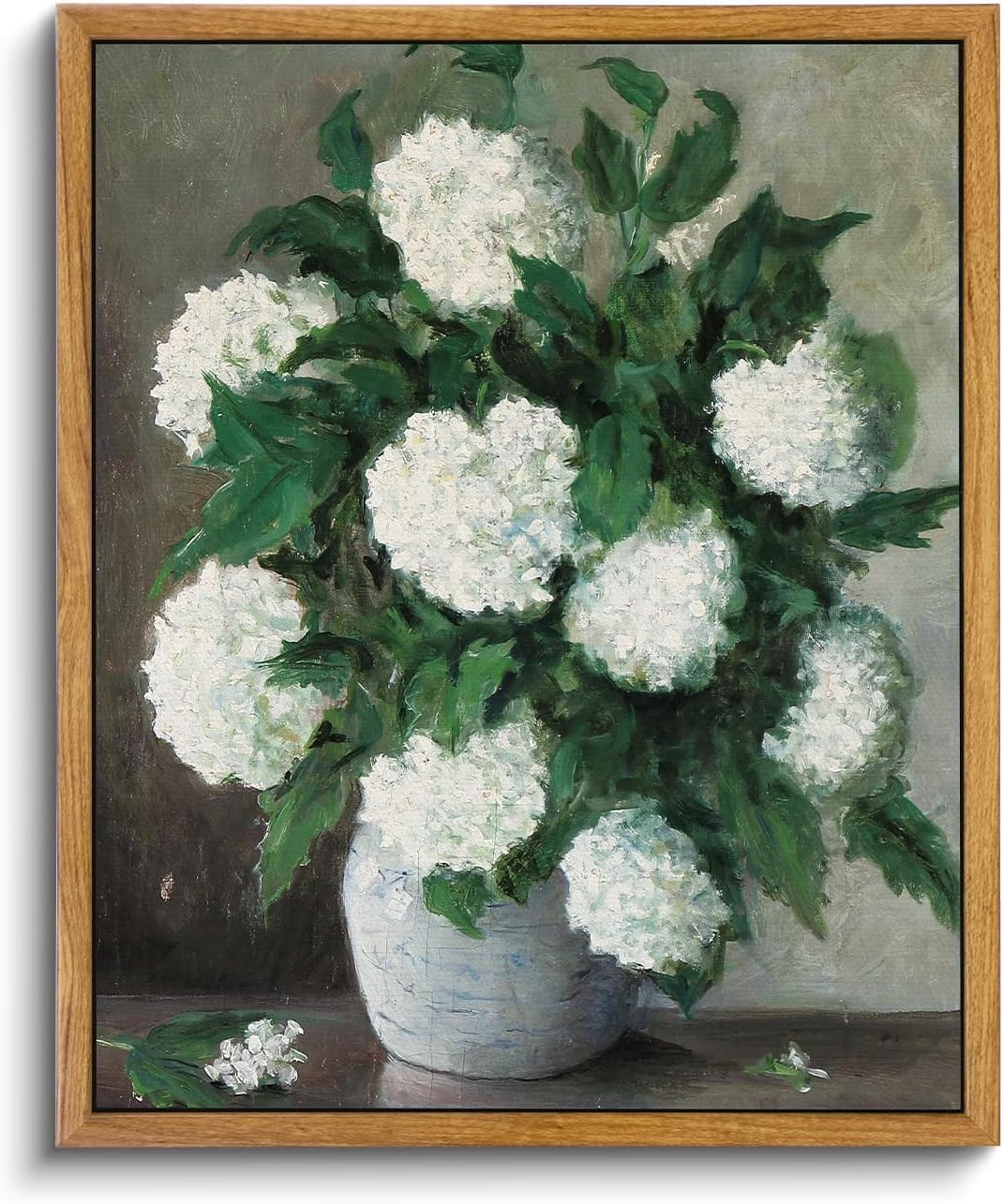 Wall Décor - InSimSea Framed Flower Wall Art Home Decor, White Hydrangea Vintage Wall Art Painting Canvas Prints, Botanical Wall Art Prints Floral Home Decor Wall Art, Wall Decor for Bathroom Living Room Office