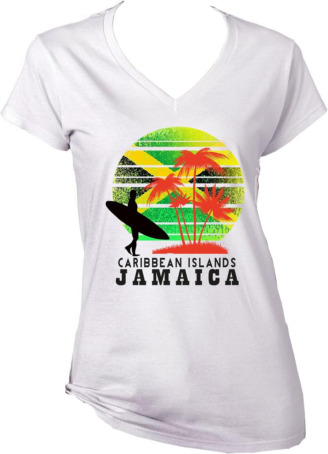 teesquare1st Women's Jamaica Caribbean Islands White TShirt Amazon.de