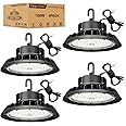 JC-LGL UFO LED High Bay Light 100W 4Pack, High Bay LED Shop Lights 14,000LM Dimmable, 6' Cable with US Plug, Hanging Hook, Safe Rope, ETL Listed LED High Bay Light for Warehouse Factory Barn Shop