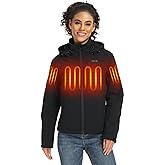 ORORO Women's 5 Heat Zones Dual Control Heated Jacket, Heated Coat with USB-C Rechargeable Battery