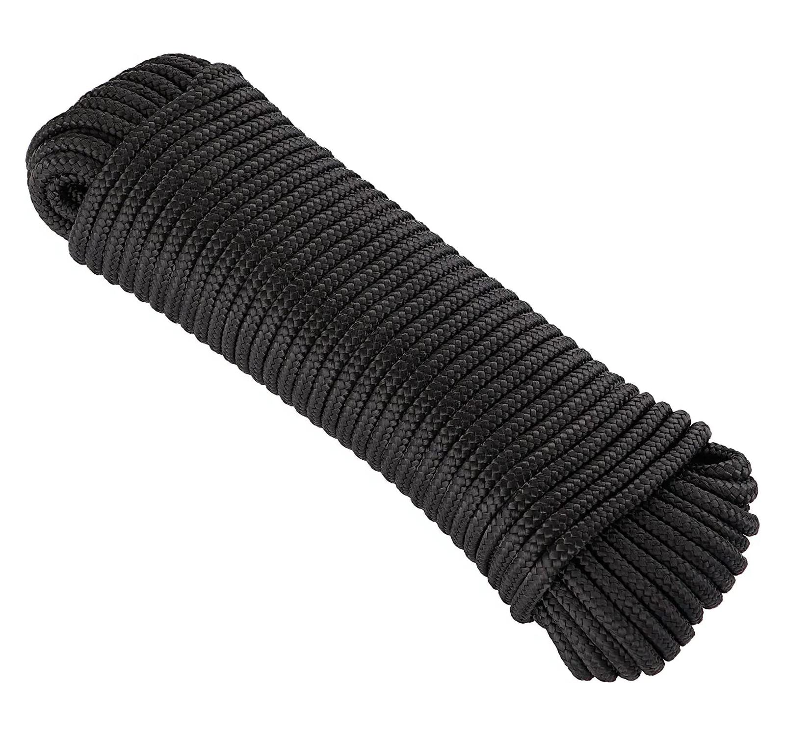 KuTi Kai 20M(64FT) Nylon Rope,Powerful Rope,Solid Nylon Line,Thick Multipurpose Durable Long Rope for Wedding,Fishing and DIY etc (4mm, Black)