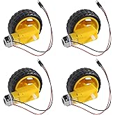 D-FLIFE 4PCS TT Motor DC 3-6V Gearbox Motor Dual Shaft 200RPM Ratio 1:48 Motor with Tire Wheel Kit for Arduino DIY Smart Car 