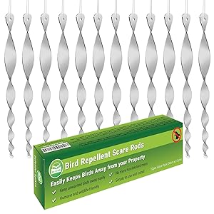 Bird Scare Rods Owl Decoy Bird Repellent [Stop Woodpeckers, Pigeons] Keep Away Pests with Outdoor Repeller Device in Garden or Yard [Scares Many Animals] Works with Tape, Spikes, Ultrasonic and Spray