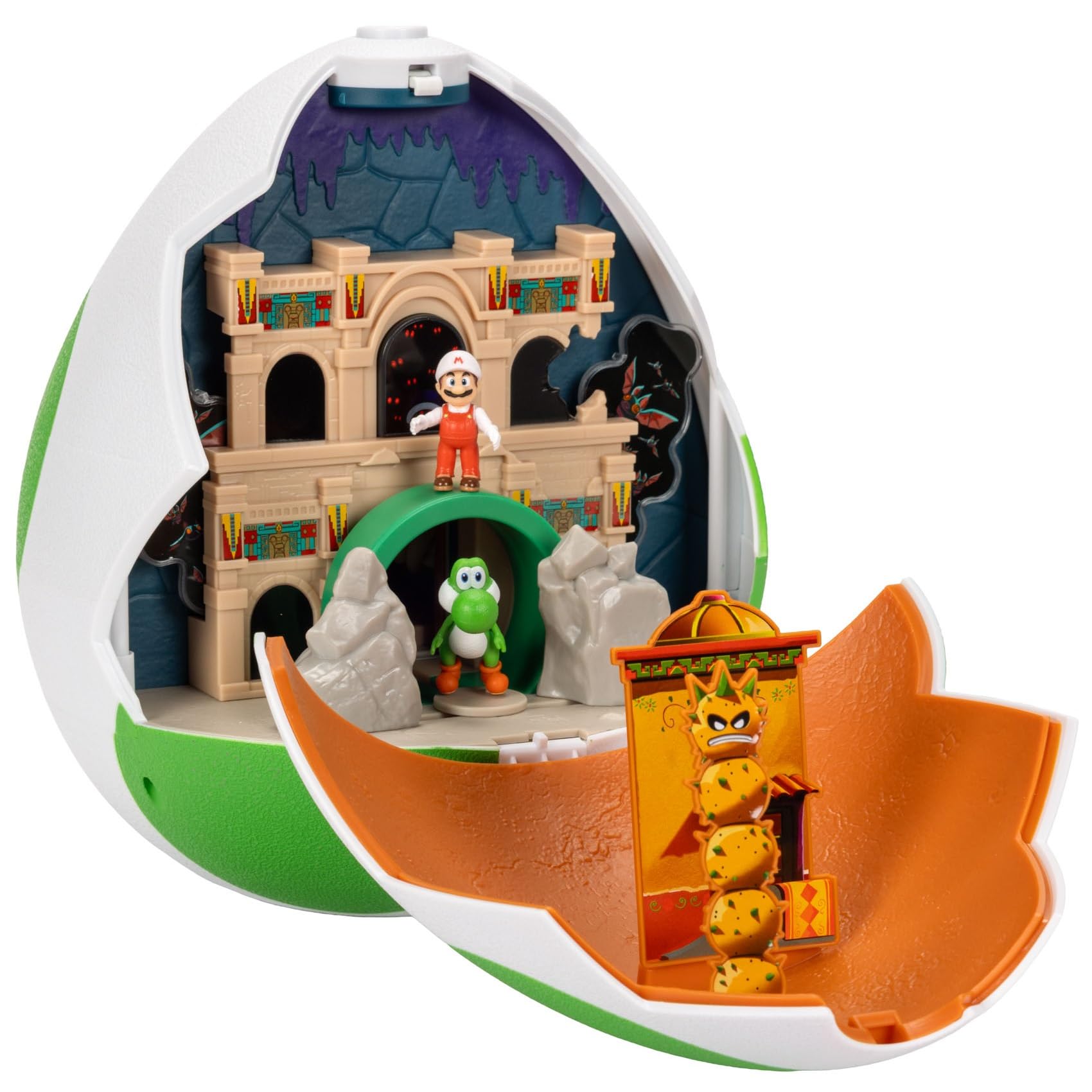 The Super Mario Galaxy Movie – 9-Inch Yoshi Egg Playset with 1.5” Yoshi and Exclusive Fire Mario Action Figures, Opens to Reveal Double-Sided Playset!