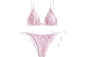 ZAFUL Women's Triangle Bikini Floral String Bikini Set Two Piece Swimsuit Bathing Suits