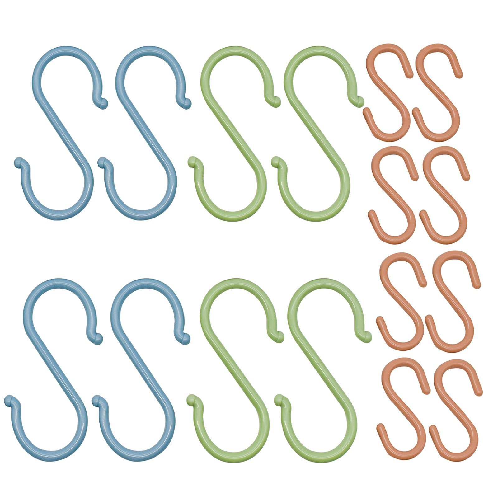 Photo 1 of Maydahui 16 Pcs S Shape Plastic Hooks Set of 8 Big Size 8 Small Size in Pink Green Blue for Storage Room Kitchen Bathroom