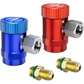 HTOMT R1234yf Adapter,Adjustable R1234yf Quick Couplers Adapter,Air Conditioning Line Repair Tools High/Low Side Connectors R1234yf Quick Coupler Kit,r-1234yf Adapter Set of 2