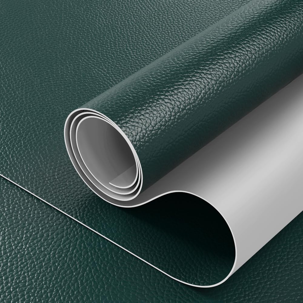 Photo 1 of 16x100 inch Leather Repair Tape Self Adhesive Strong Glue DIY Fabric Material for Sofa Desk Chair Automotive Interior Seat Skin, Dark Green