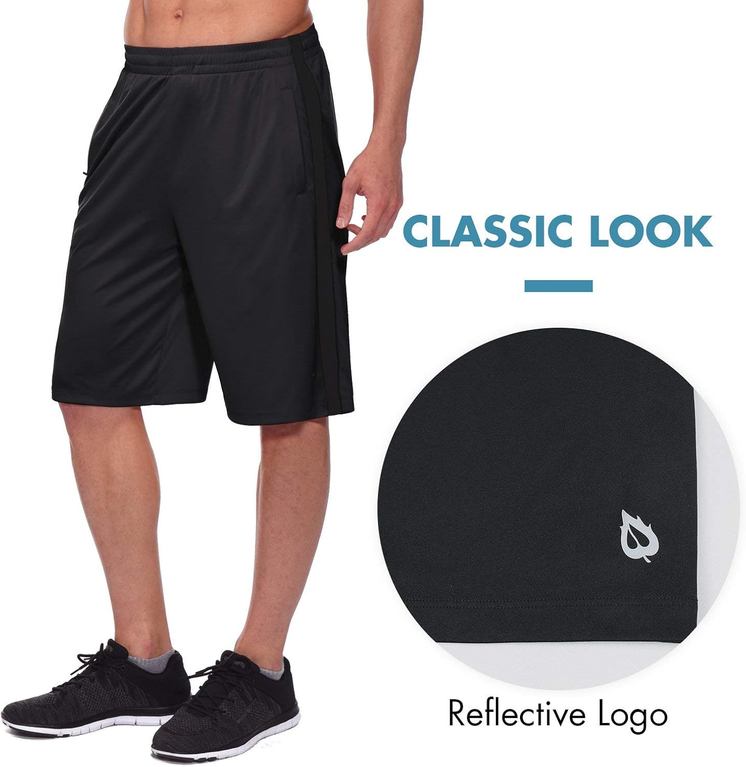 BALEAF Men's 11'' Athletic Basketball Shorts Lightweight Training Workout Zipper Pockets Drawstrings : Clothing