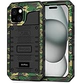 Beasyjoy for iPhone 15 Plus Case Waterproof, Metal Heavy Duty Full Body Protective Case with Built-in Screen Protector, Military Grade Shockproof Dustproof Defender Case for iPhone 15 Plus 6.7", Camo