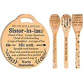 Sister in Law Gifts - Engraved Bamboo Cutting Board Set, Unique Sister-in-Law Gifts, Mothers Day Christmas Birthday Gifts for Sister in Law