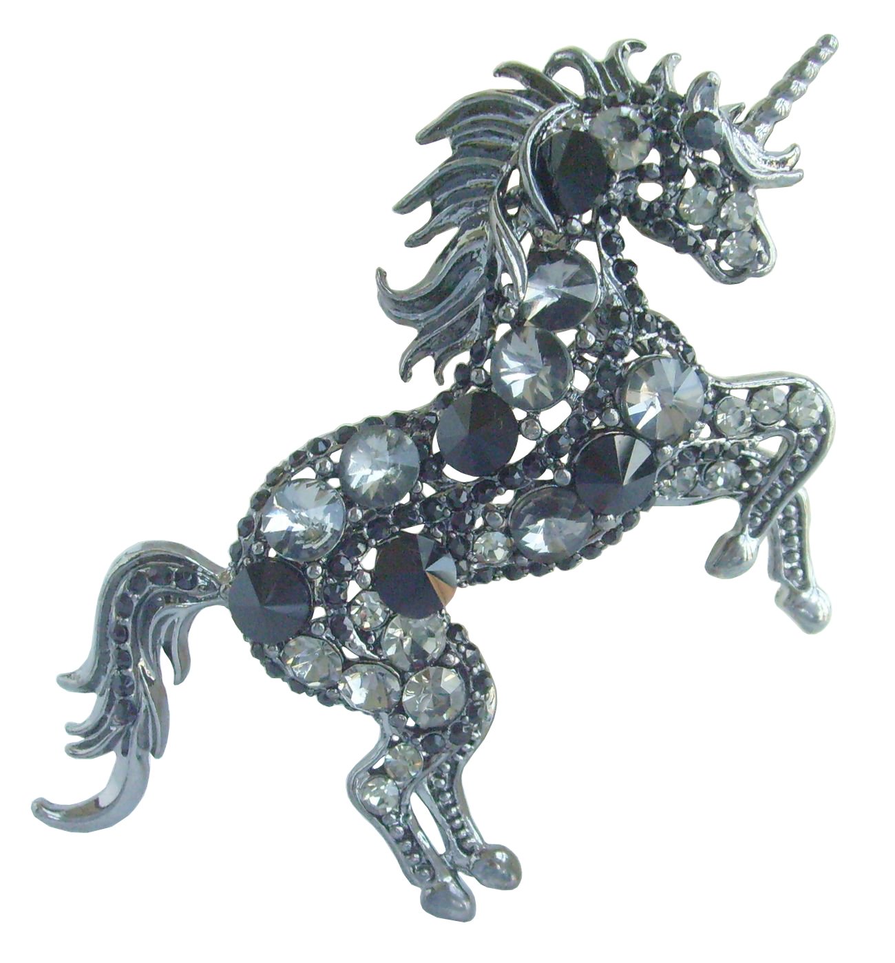 Sindary Unique Unicorn Horse Brooch Pin Animal Pendant Austrian Crystal UKB6172 (Black-Tone Black)