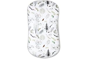 Jundetye Newborn Lounger Cover for Boys and Girls Removable Cover Ultra Soft Comfortable Lounger Slipcover for Infant Lounger Pillow (Woodland Animals)