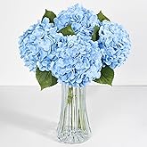 4 Pcs Blue Hydrangea Artificial Flowers, Latex Real Touch Hydrangea Flowers, 19.6'' Full Faux Hydrangea Flowers Fake Flowers for Home Decor Party Wedding Centerpiece Bouquet Floral Arrangements