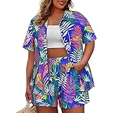CARCOS Women's Plus Size 2 Piece Sets Summer Top and Shorts Set Short Sleeve Vacation Casual Tracksuit Outfit XL-5XL