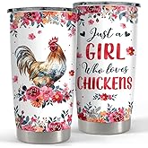 SANDJEST Chicken Tumbler - 20oz Stainless Steel Insulated Coffee Travel Mug Cup Gifts for Women, Girls & Teens for Birthday & Christmas