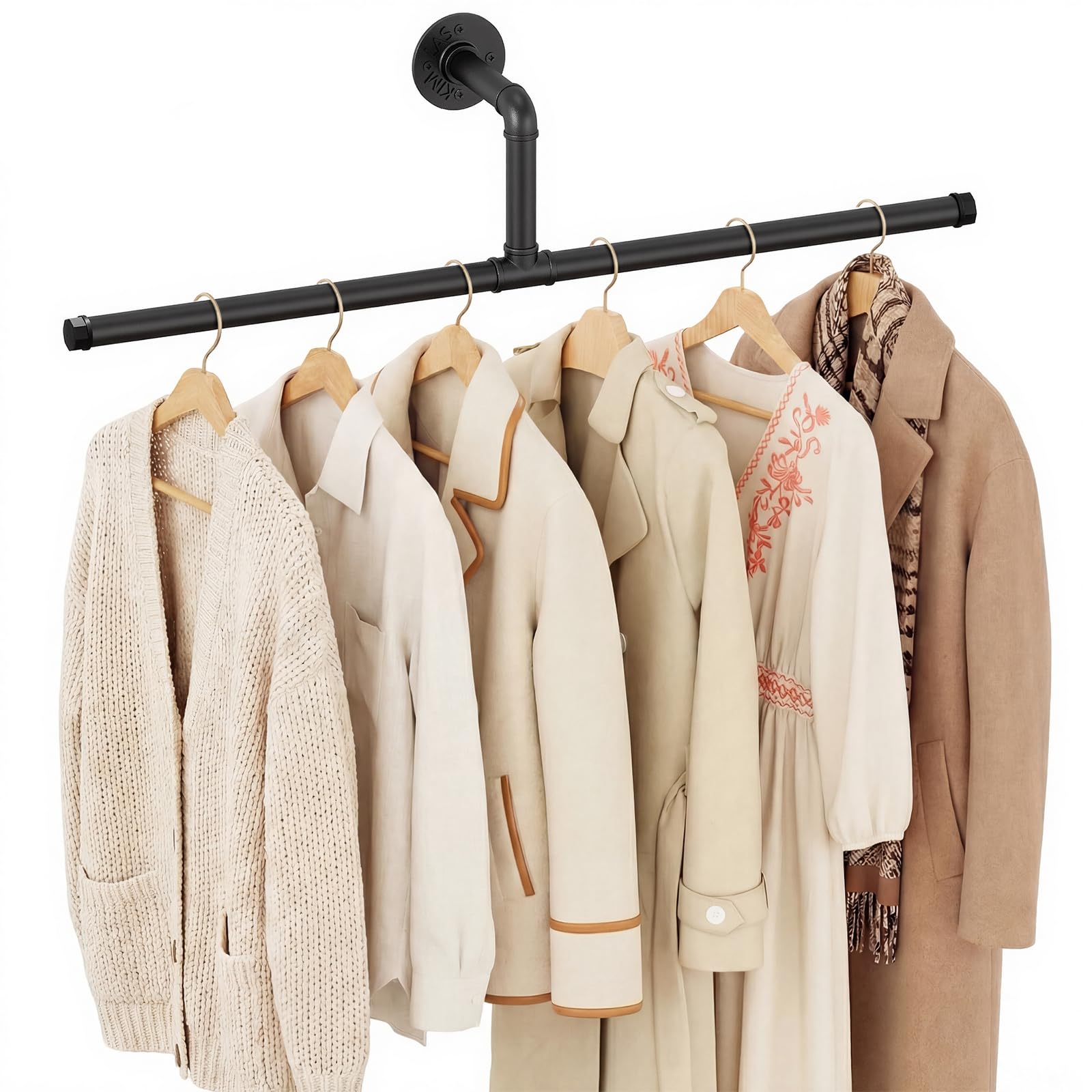 Bamworld Hanging Planters for Indoor Plants T-Shaped Hanging Plant Holder Plant Hanger Indoor Window Plant Shelves Ceiling Wall Mount Black Rod for Garden Wall Decor (Pot&Plant Not Included)