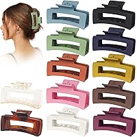 Vigorpace 12 Pack Large Hair Claw Clips 4.1" Big Square Matte for Women Girls, Strong Hold Banana Clips for Thick Thin Hair