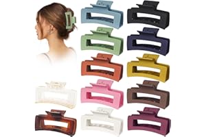 Vigorpace 12 Pack Large Hair Claw Clips 4.1" Big Square Matte for Women Girls, Strong Hold Banana Clips for Thick Thin Hair