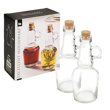 Excellent Houseware 2 Stück Öl & Essig Set 250 ml Essig Flasche
