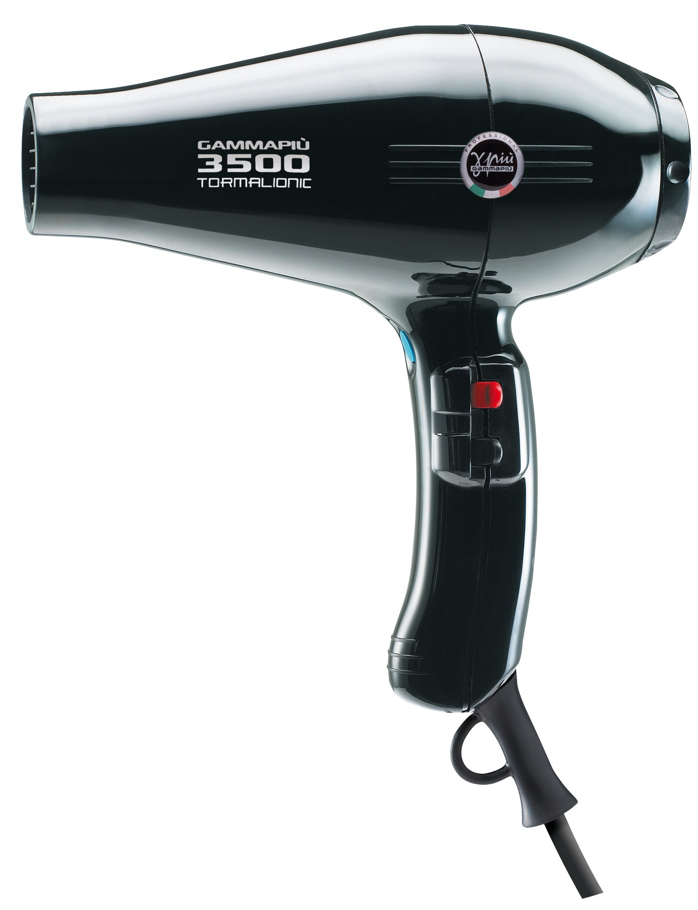 Gamma Più Professional Hair Dryer 3500 Power. Ion Generator. Lightweight. Silent. Powerful. Salon. Ion Technology. Variable Speed. Heat Control. Curly and Straight Hair. W 2100-2500. Italian socket