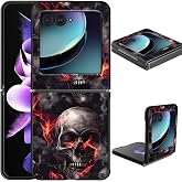 GFRGTFHYT for Motorola Razr 2025/2024 Phone Case for Moto Razr 60/50 5G Slim Lightweight Hard PC Flip Cover with Fire Skull Design Shockproof Protective Case for Moto Razr 2025