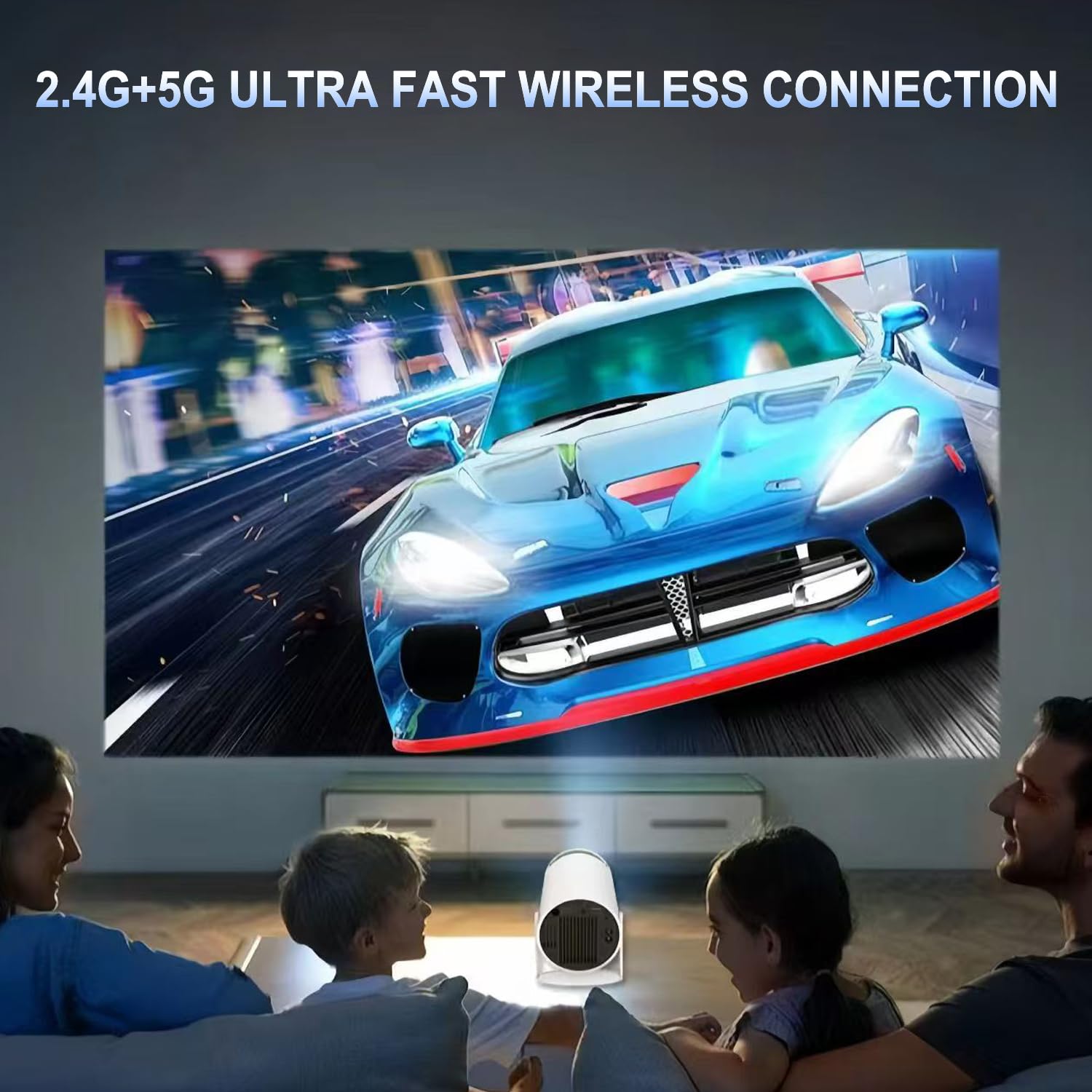 Mini Portable Projector 4K WiFi 6 BT 5.2 Upgraded Portable Projector Full HD Supported for Phone /PC /TV /HDMI /PS5 /Laptop Auto Keystone Home Theater 180° Rotation [Built-in App] White