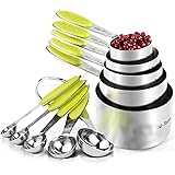 Measuring Cups : U-Taste 18/8 Stainless Steel Measuring Cups and Spoons Set of 10 Piece, Upgraded Thickness Handle(Lime Green