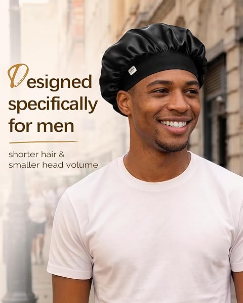 YANIBEST SMALL SATIN BONNET FOR MEN, HAIR BONNET FOR SHORT HAIR WAVES, STAY-ON NIGHT CAP, DAILY USE FOR SLEEPING GYM OUTDOOR, ROYAL BLUE