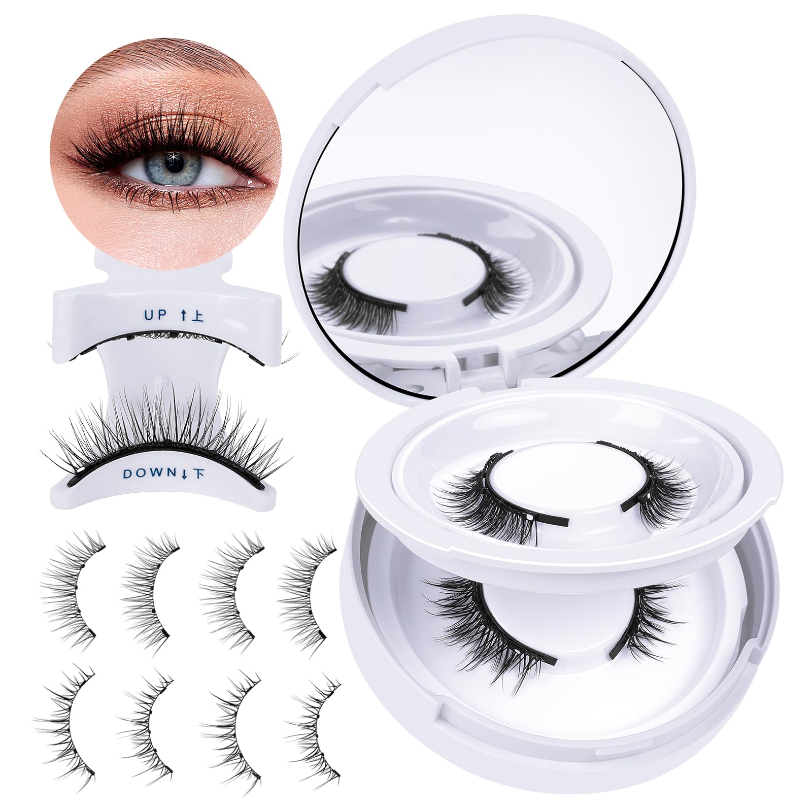 B&Qaugen Magnetic Eyelashes 2 Pairs Magnetic Lashes Natural Magnetic Eyelashes with Applicator Cat Eyes and Doll Eyes Eyelashes Magnetic Lashes Easy to Wear Reusable Magnetic Eyelashes Kit（CX03）