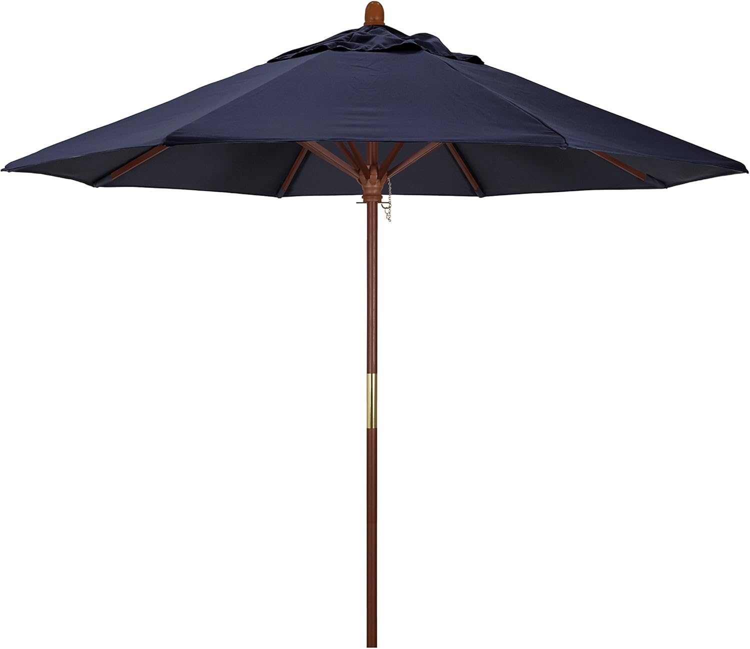 Amazon Com California Umbrella 9 Rd Wooden Market Umbrella Push Open Pin Stop Sunbrella Navy Patio Umbrellas Garden Outdoor