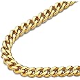 FindChic Men Curb Chain Necklace 18K Gold Plated/Stainless Steel/Black Chunky Double Tight Cuban Link Hip Hop Neck Chains for Men Boys 3.5MM/5MM/6MM/7MM/9MM/12MM 14''-30'' 8 Length Options (Send Gift Box)