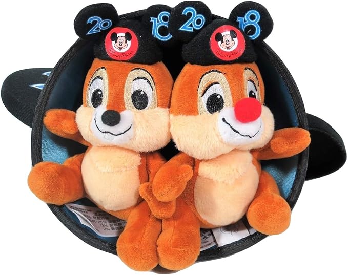 Amazon ディズニー ミッキーマウス 耳 18 帽子キャップ デールとチップ付き ミニぬいぐるみ 7 1 8 キャップ円周 ぬいぐるみ 服 ファッション小物