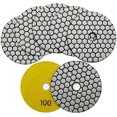 SHDIATOOL 4-Inch Dry Diamond Polishing Pads Grit 100 Diamond Sanding Pads Grinding Pads for Granite Marble Stone 7Pcs/1set