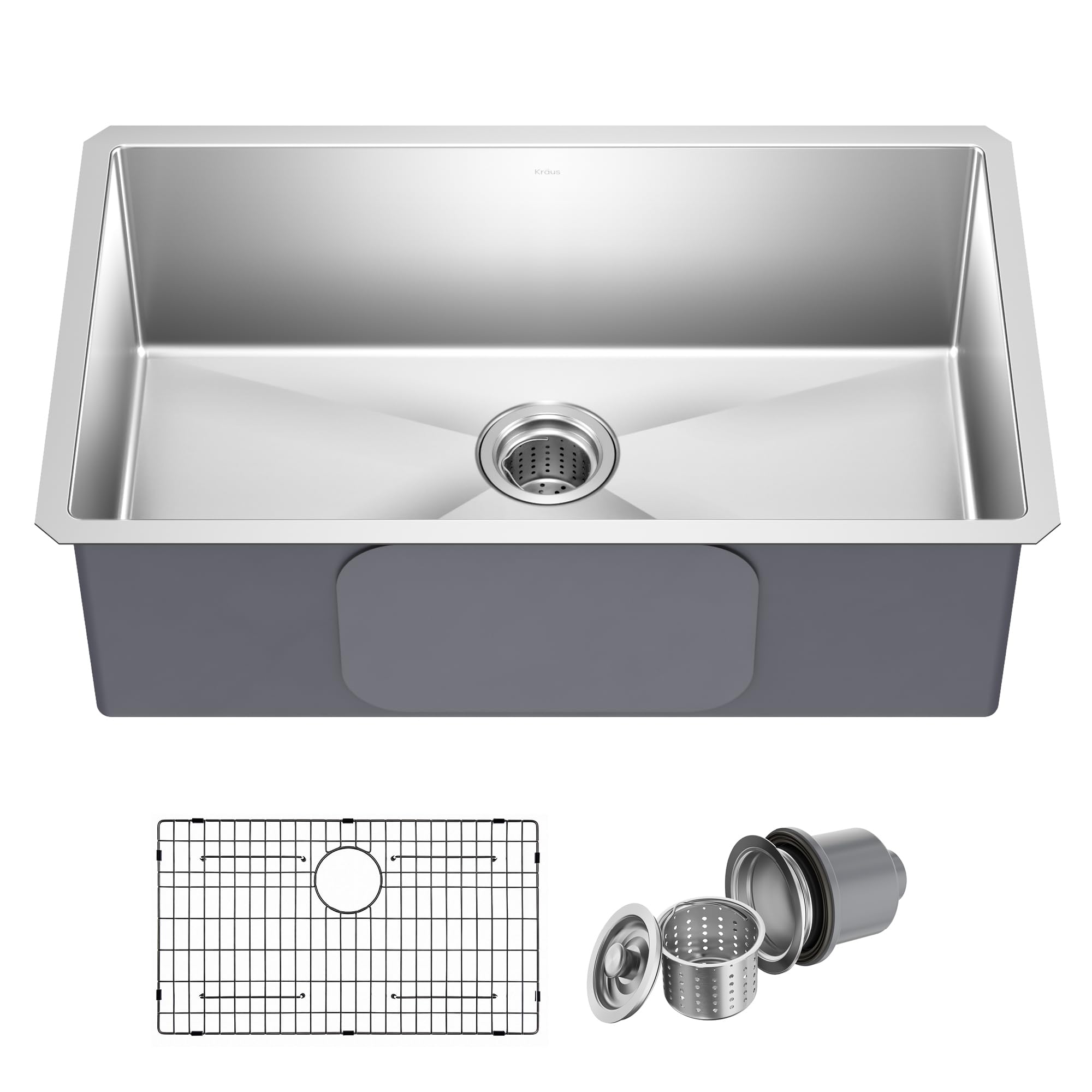 KRAUS Standart Pro 30 -inch Undermount Single Bowl 16 Gauge Stainless Steel Kitchen Sink, KHU100-30