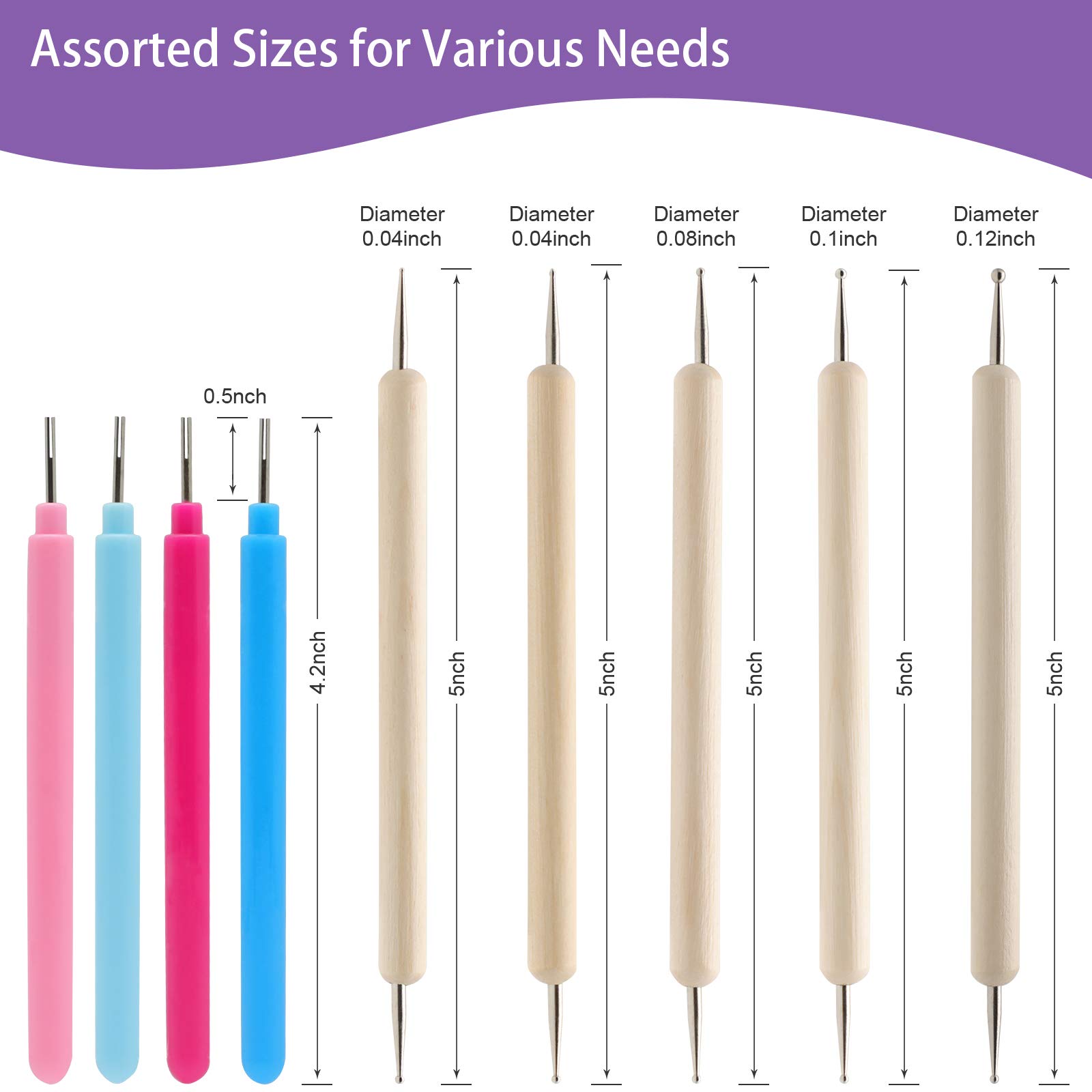 KITANIS 14Pcs Paper Quilling Tool and Supplies, Include 5Pcs Double Head Indentation Pens, 4Pcs Slotted Pens, 2Pcs Bone Folder Tools, Awl, Tweezer and Curling Coach for Card Making, Bookbinding