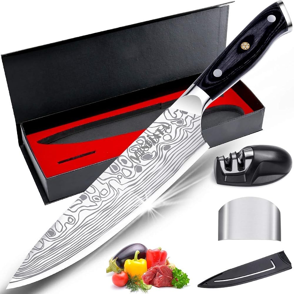 MOSFiATA 8" Chef Knife High Carbon German Steel Full Tang Pro Cooking Knife
