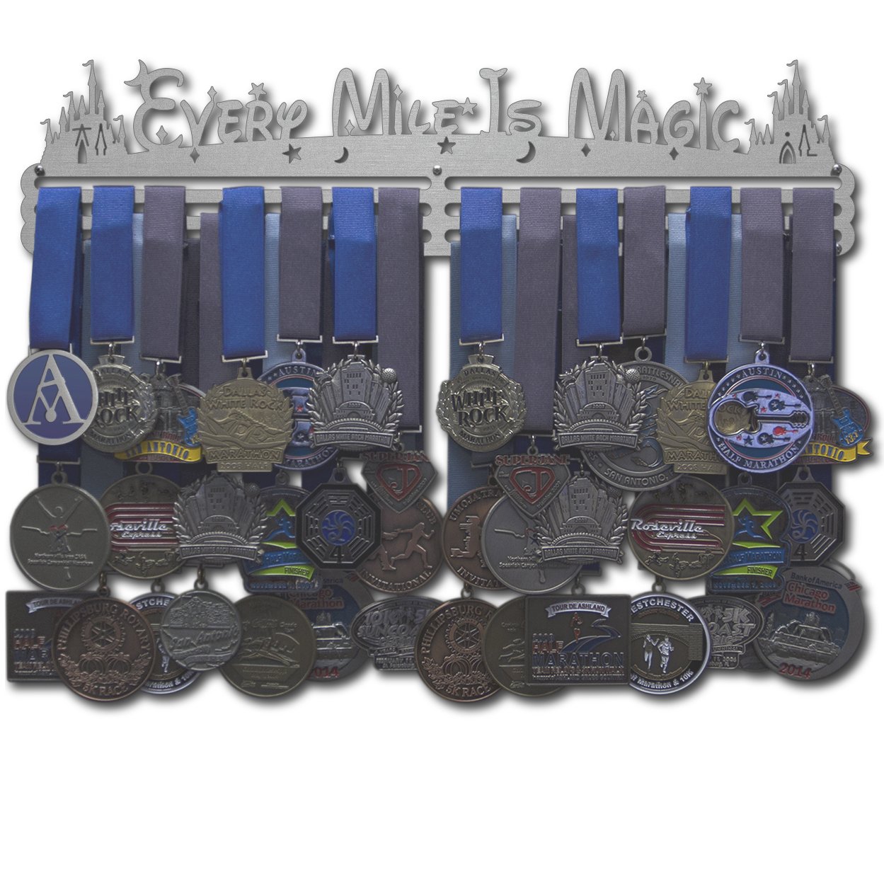 Allied Medal Hanger - Every Mile is Magic (18" Wide with 3 Hang Bars) - Medal Hanger Holder Display Rack - Multiple Variations Offered!
