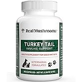 Real Mushrooms Turkey Tail Capsules for Pets –Cat Probiotics & Dog Vitamins – Organic Mushroom Supplement for Dogs & Cats – Supports Daily Balance & Well-Being Non-GMO, 90 ct