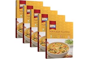Ashoka Indian Meals 1932, Vegetarian Entry, Mixed Vegetables & Cheese, All-Natural Heat & Eat Navratan Korma, Kosher Certified, Microwave Ready Indian Meals, Gluten-Free, No Preservatives, Pack of 10